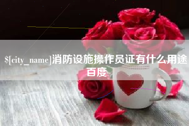 温州消防设施操作员证有什么用途百度